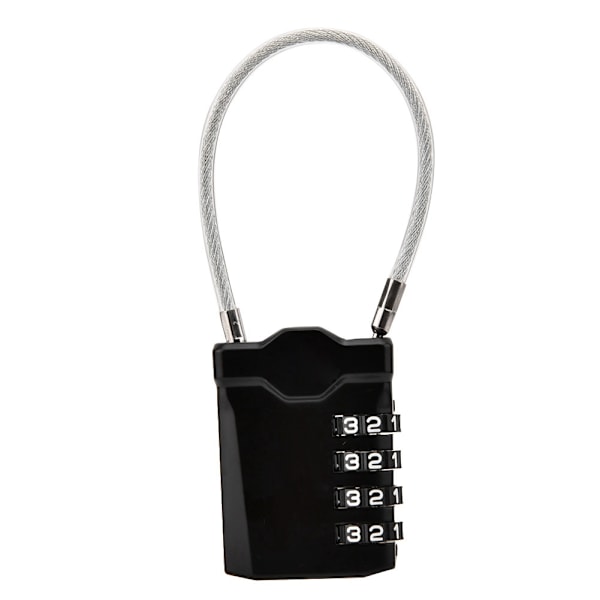 Stål Wire Rope Password Lås Tilpassede Bagage Hænglås (Sort)