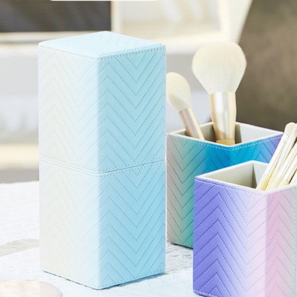 Makeup børsteholder PU blyantsarrangør, kosmetisk børsteopbevaring til kommode forfængelighed bordplade, 21*8cm