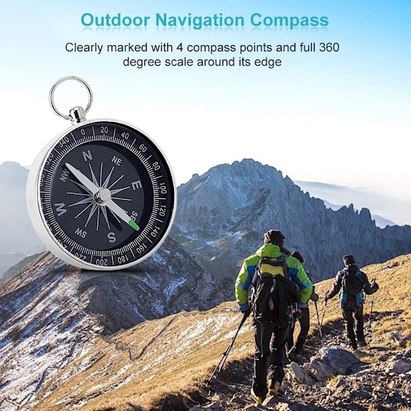 Högprecisionsriktningsfinnare, bärbar fickkompass med nyckelringsfäste, din viktiga guide för utomhusöverlevnadsnavigering (1 st)
