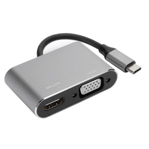 Adapter TypeC Hub VGA HDMI DVI Displayport/3.1 Ethernet Converter Dock 4K resoluutio (harmaa)