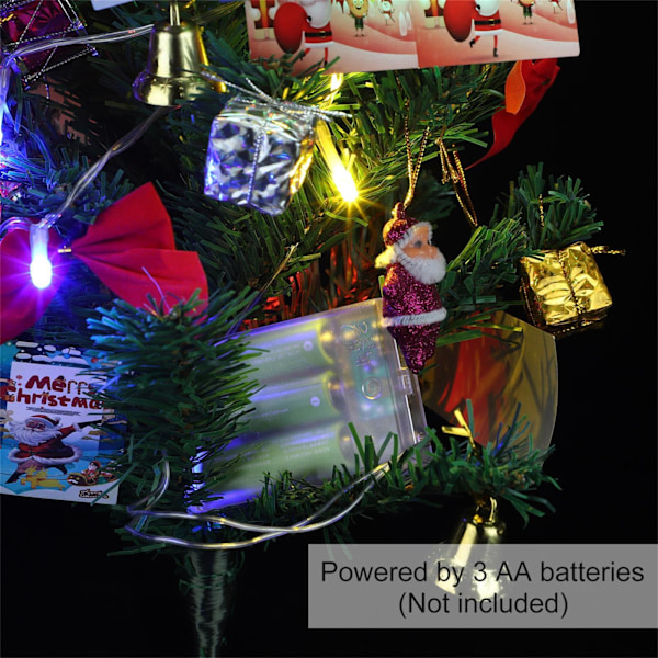 Konstgjord tall, realistisk 60 cm mini julgran med LED-slinga för juldekorationer på bordet