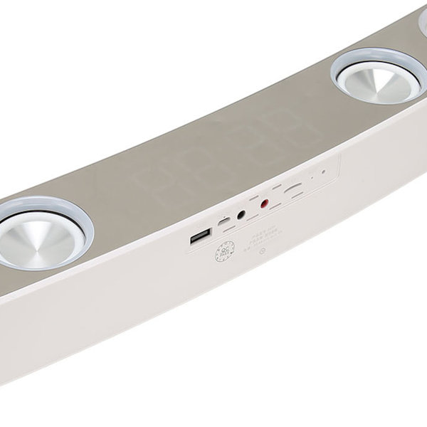 Bluetooth-datorhögtalare HiFi-subwoofer Dynamisk RGB PC-spelhögtalare med FM-radioväckarklocka 13 mekaniska tangenter