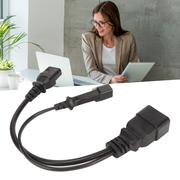 IEC320 C13 och EU-kontakt till IEC320 C20 strömkabel IEC320 C13 och EU-hona till IEC320 C20 Y-splitter strömkabel 12.6 tum
