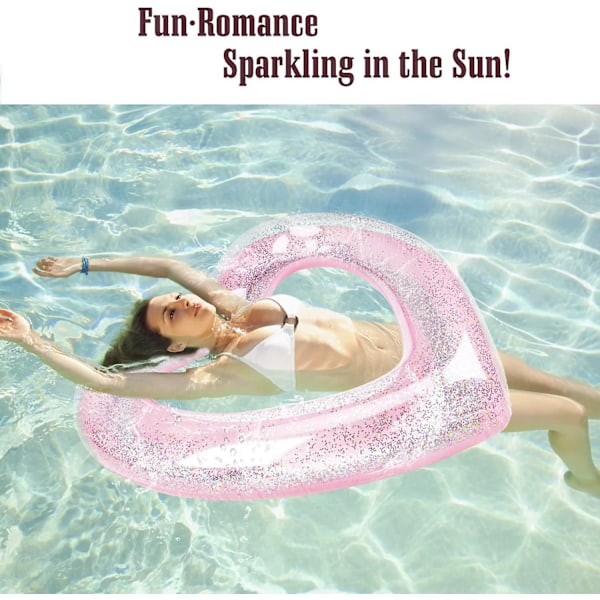 Hjärtformad Pool Float, Uppblåsbara Badringar med Kvalitetsmaterial PVC för Vattenlek Strandfest, Lätt att Pumpa Upp och Tömma Sommarbadring,