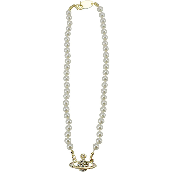 Rhinestone Faux Planet Saturn Perlehalskæde til Kvinder Gold