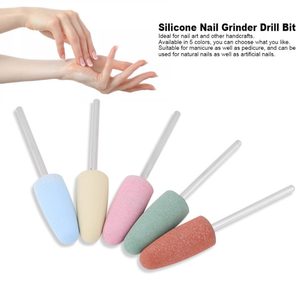 5 st Nail Art Silikon Polerare Nagel Slipverktyg Manikyr Maskin Verktyg Utjämning Borr