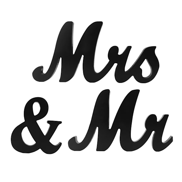 Brevdekorasjon i tre, Mr. og Mrs.-skilt, unikt design, dekorative ornamenter i MDF