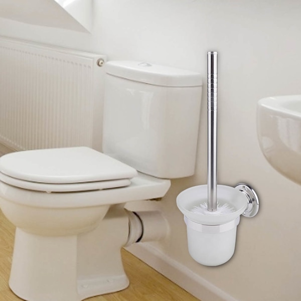 Vægmonteret toiletbørste i rustfrit stål med holder