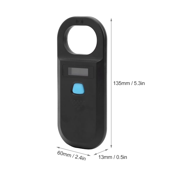 Uppladdningsbar handhållen RFID-läsare 134,2 kHz 125 kHz EMId FDX B ISO11784/85 Djurskanner (Svart)