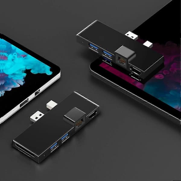GETIT Kompatibel med Microsoft Surface Pro 4/5/6 Dockingstasjon HDMI-kompatibel PC-skjermprojeksjon 100M Ethernet-port USB3.0-adapter, A