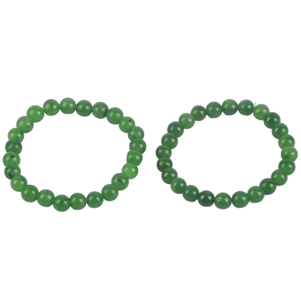 2 stk 8mm Grønn Lykke Armbånd Feng Shui Lykke Charm Armbånd for Business Grønn Stein Perler Trippel Beskyttelse Armbånd