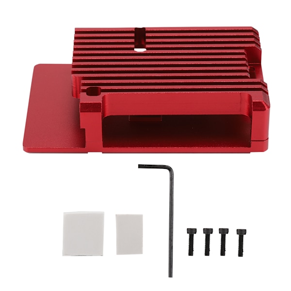 CNC-bearbetad aluminiumlegering med extern slits inbyggd varm kolonnkapsling för Raspberry Pi 4 (röd)