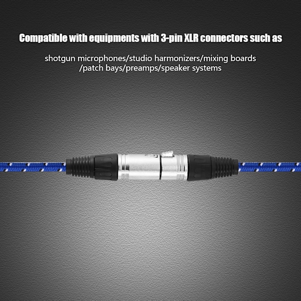 3-polet XLR han til hun mikrofon lydforlængerkabel ledning nylon flettet ledning 3 meter