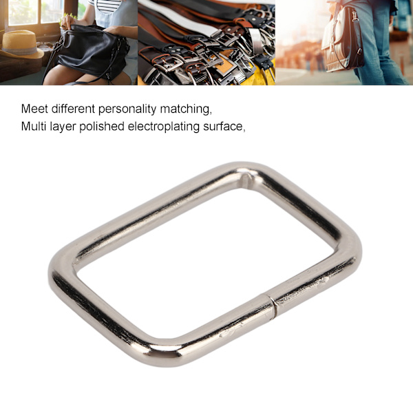100 st metall fyrkantiga spännen rektangulär metallring för väska handväska väska DIY sömnad hårdvara hantverk silver3/8x25x15mm