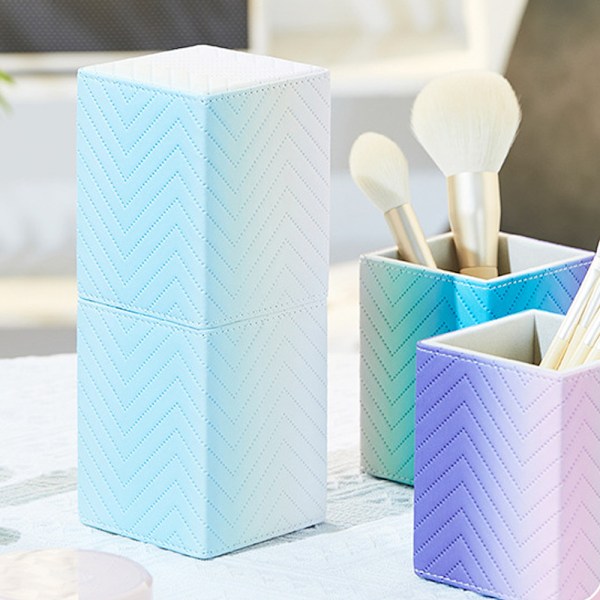 Makeup børsteholder PU blyantsarrangør, kosmetisk børsteopbevaring til kommode forfængelighed bordplade, 21*8cm