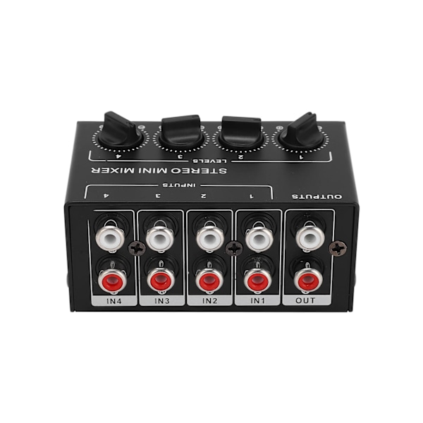 Stereo Mixer Passiv 4-kanals Audio Line Mini RCA Bärbar för Dator Telefon Surfplatta