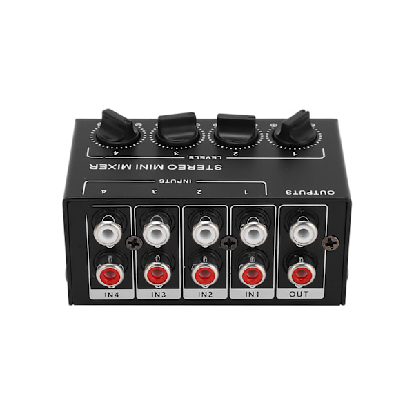 Stereo Mixer Passiv 4-kanals Audio Line Mini RCA Bærbar til Computer Telefon Tablet