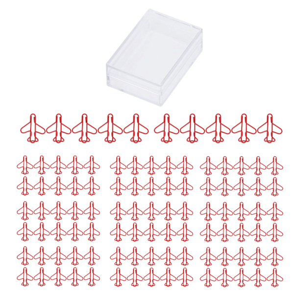 100 stk flyformet papirklips rustforebyggende beleggprosess søt papirklips for scrapbooking kortlaging rød