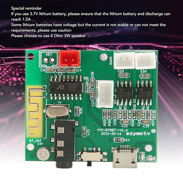 Tehovahvistinlevymoduuli Vakaampi PCB Bluetooth 3.5AUX-tulo 3POUT-lähtö Digitaalinen äänenvahvistinlevy