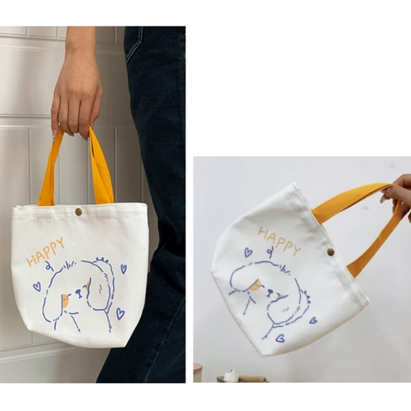 Tote Bag Canvas En Skulder Bärbar Stor Kapacitet för Shoppin