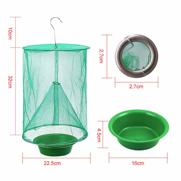 Giftfria flugfångare för inomhus- och utomhusbruk, återanvändbara flugfällor med hög effektivitet, flugmedel för familjejordbruk (2-pack)