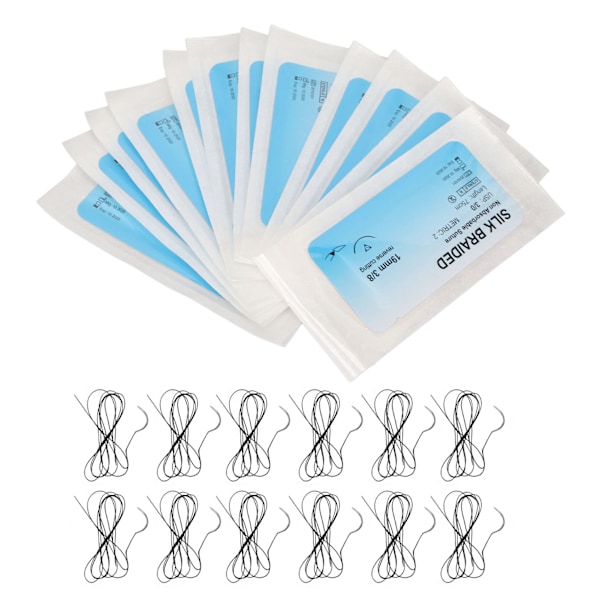 12pcs Suture Practice Thread Individual Package Silk Thread Suturing Set with Needle for Training