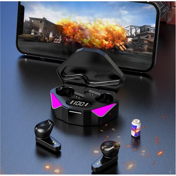 Trådlösa Gaming Hörlurar X15, AAC LD för Hi-Fi Ljud, Brusreducering, Smart Touch-kontroll, Lång Speltid, LED-ljusindikatorer för Laddning