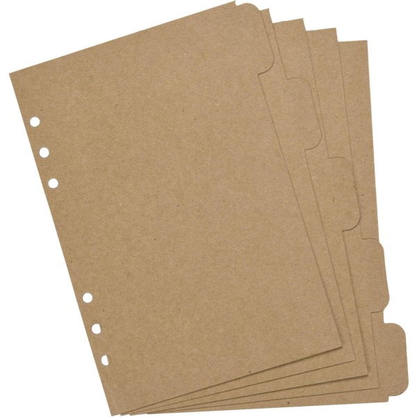 3 set Kraft papper avdelare index sida flik kort för 6-hål ringpärmar anteckningsböcker rese dagbok journal planerare (A5)