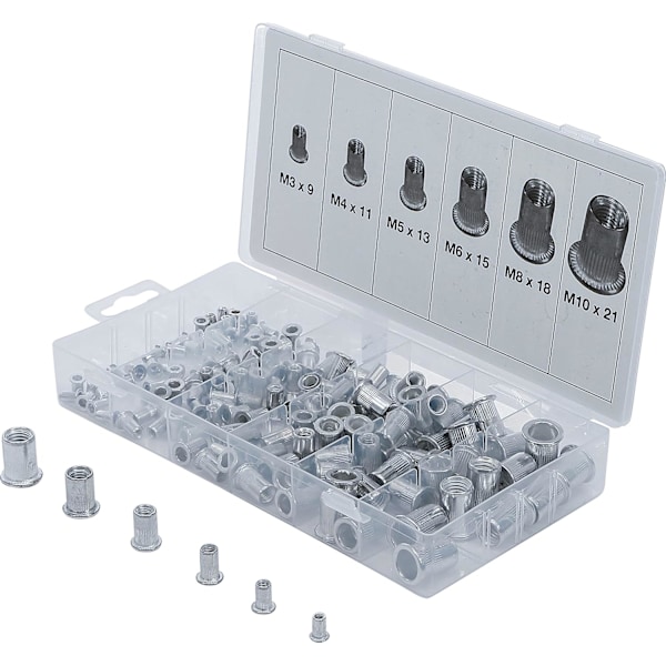 14127 |Nitarmutter sortiment |aluminium |150 delar, tillbehör