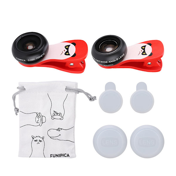 FUNIPICA F-504 3-i-1 Mobiltelefon 0,6X vidvinkel + 15X makro + fiskeøjeobjektiv