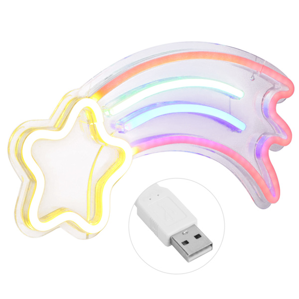 Meteor Neon Light Festival USB Neon Väggskyltar Ljuskonst för Hom