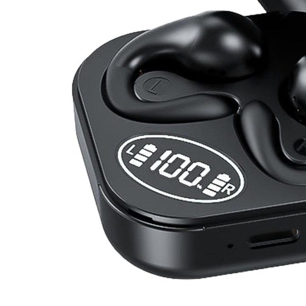 Øre-klips Bluetooth-ørepropper HiFi-lyd Åpne øre Trådløse øretelefoner med strømvisning for sport Løping Svart