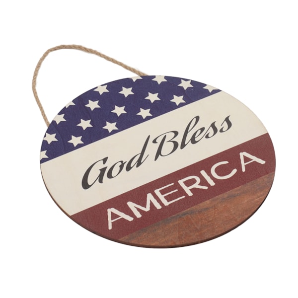 God Bless America Patriotisk Träskylt, Färgstark Gårdskrans med Enkelt Hängrep, Utomhusplakett för 4 juli-dekoration och Bred
