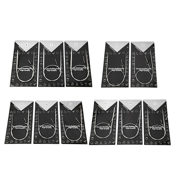 11 st 43/65/80 cm Multistorlek Rundstickningsnål Handcraft Tröja Väva Nål Set (65 cm)