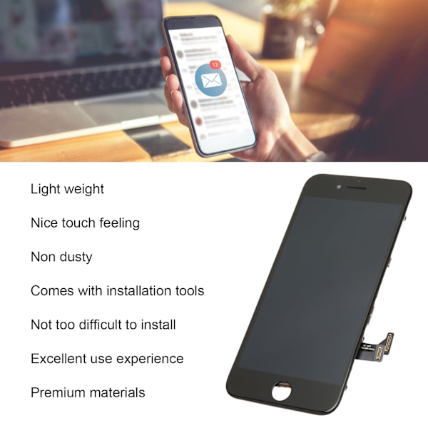 LCD-skärm Digitizer Ersättning Display Montering Skärm Ersättning Set Svart för iPhone 7