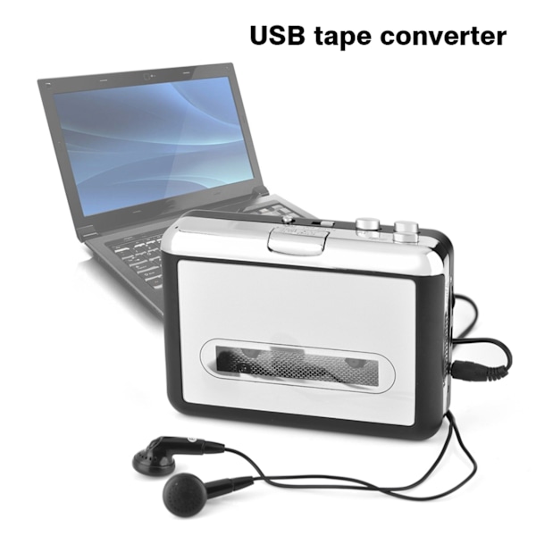 USB Kassettebånd til PC MP3 CD Switcher Konverter Capture Audio Musik Afspiller med Hovedtelefoner