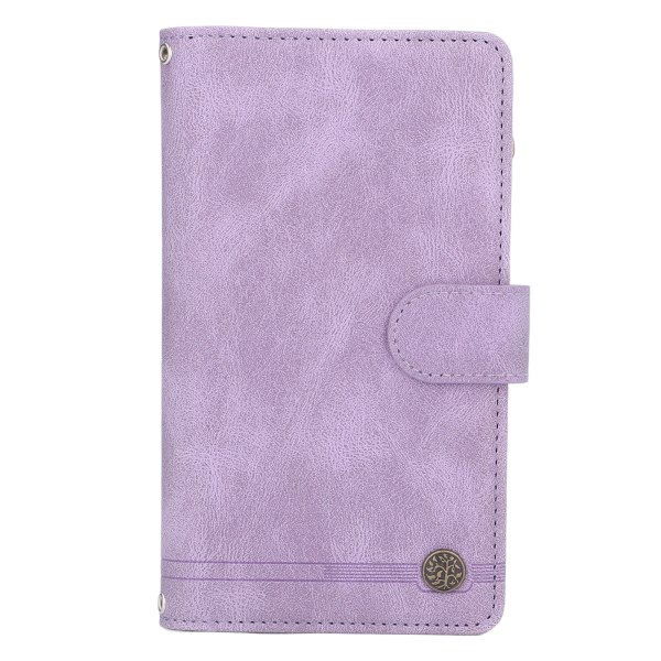 Pung Etui Multifunktion PU Læder Lynlås Kortholder Med Stativ Flip Cover til IPhone 13