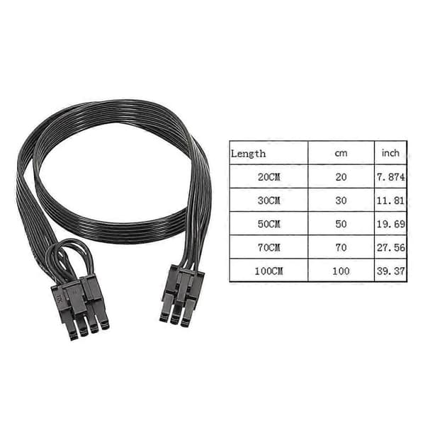 (20cm)PCIExpress GPU 6-pin til PCIe 6+2-pin strømkabel PCIe grafikkort 8-pin
