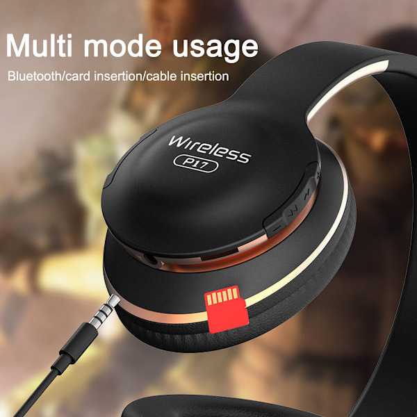 Bluetooth 5.3 Trådlösa Hörlurar, HiFi Stereo Ljud Over-Ear Bekväma Hörlurar med Omslutande Gaming Surroundljud, 40 Timmar Lång