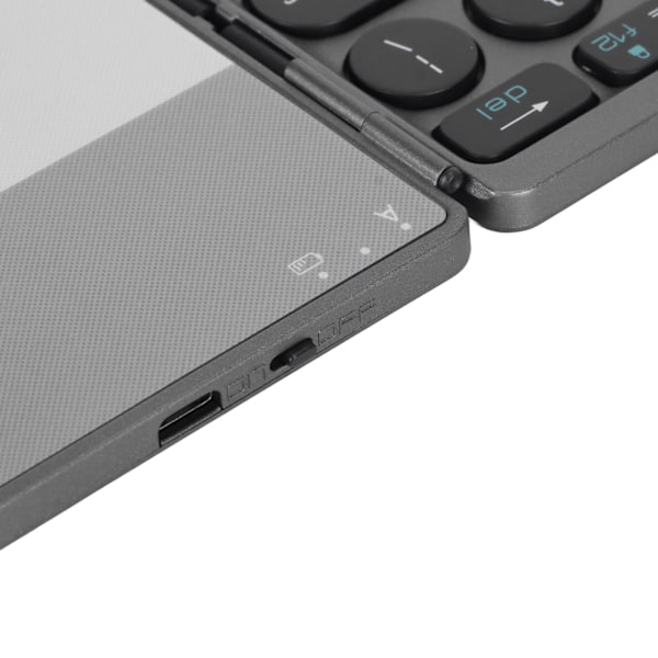 Rund Bluetooth Vikbart Tangentbord med Pekplatta Universell 140mAh Trådlös 64-Tangenters Vikbart Tangentbord Svart
