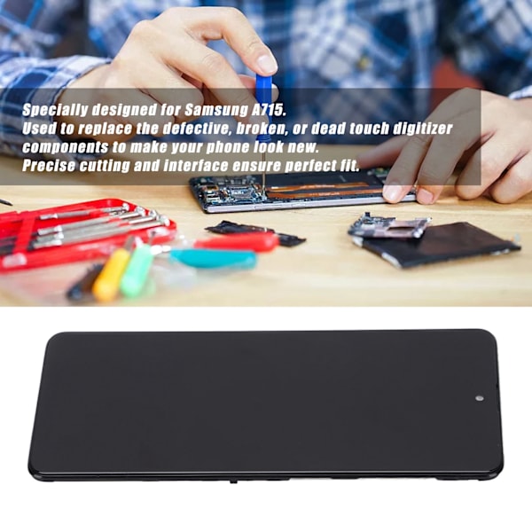 Skärmersättning LCD-skärm Touch Digitizer-enhet för Samsung Galaxy A715 med ram