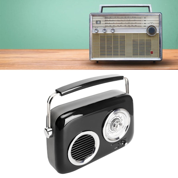 Retro Radio Bluetooth Speaker Portable Handheld HiFi Stereo Sound Cute Old Fashion Style Radio Speaker for Party Outdoor Black