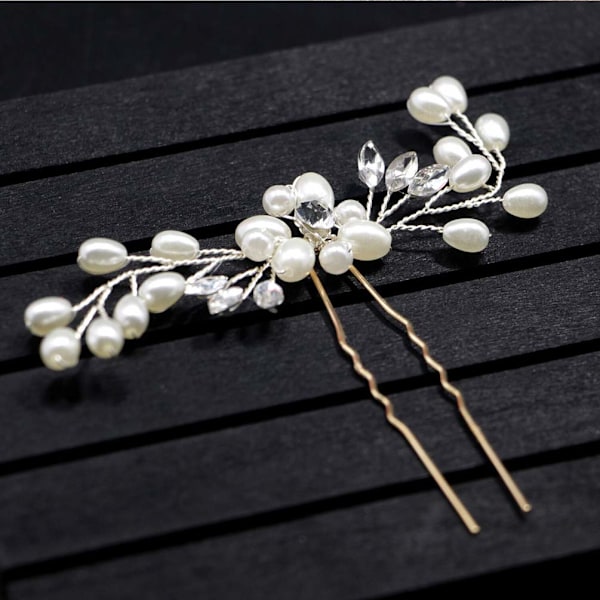 Elegant Håraccessoar för Bröllopstillfällen, Silver Brud Bröllop Hårnålar Pärl Brudhåraccessoarer, Dekorativa för Frisyrer, Blommigt Bröllopshår