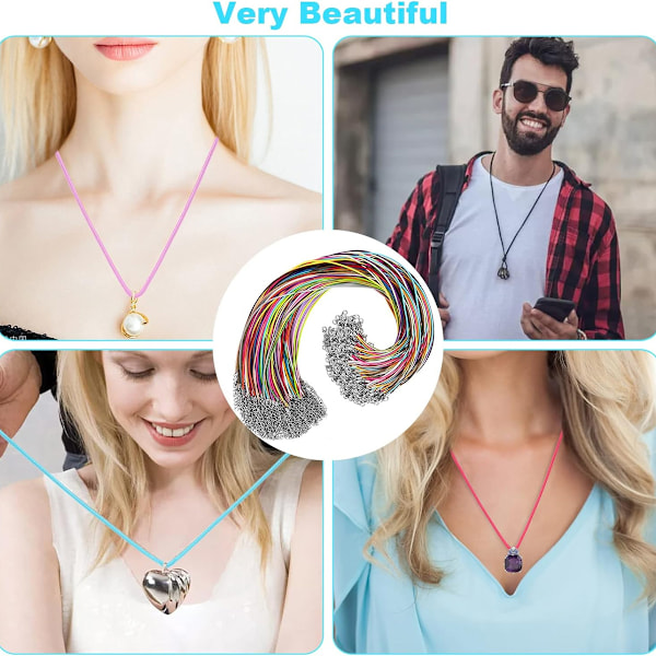 Assorterade Färger Vaxad Halsband Armband Snöre För Smyckestillverkning, Premium Material Läder Halsband Snöre Med Justerbar Längd Och Karbinhake