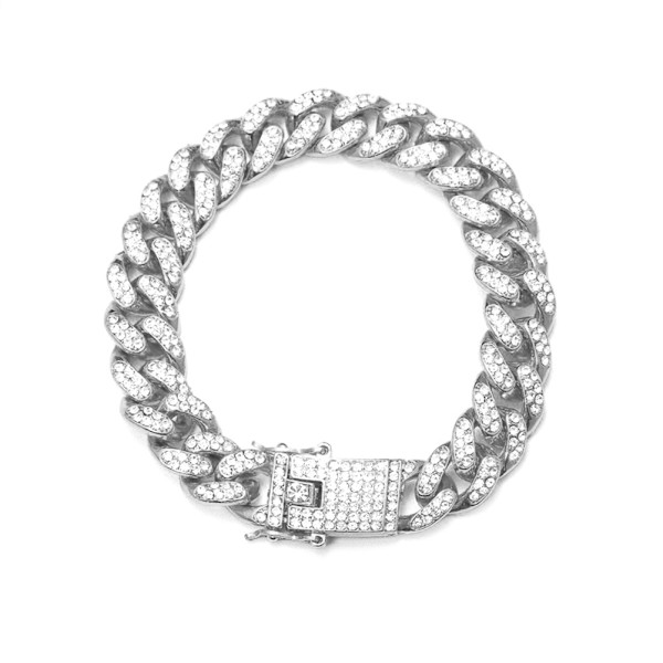 Guldpläterad Hip Hop Iced Out Miami Cuban Link Chain Armband för Män och Kvinnor