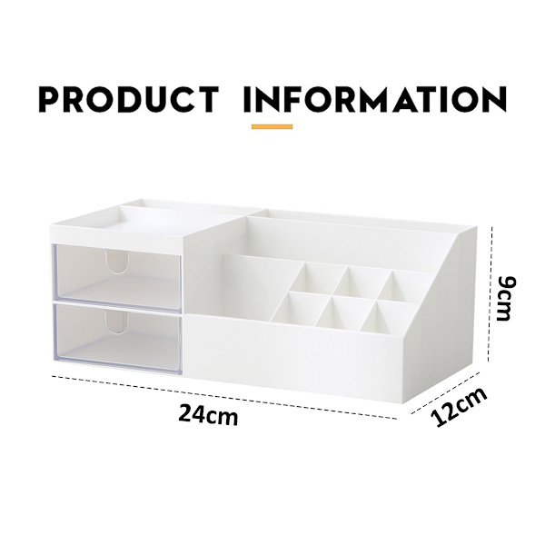 Kosmetisk/Makeup Vanity Organizer Box, Mini Skrivebordsopbevaring til Kontorartikler, Badeværelsesdisk eller Kommode, 24*12*9cm
