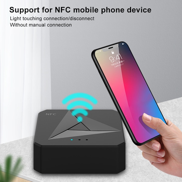 Bluetooth 5.0 mottaker sender 2 i 1 bil 3.5AUX telefon trådløs adapter for NFC