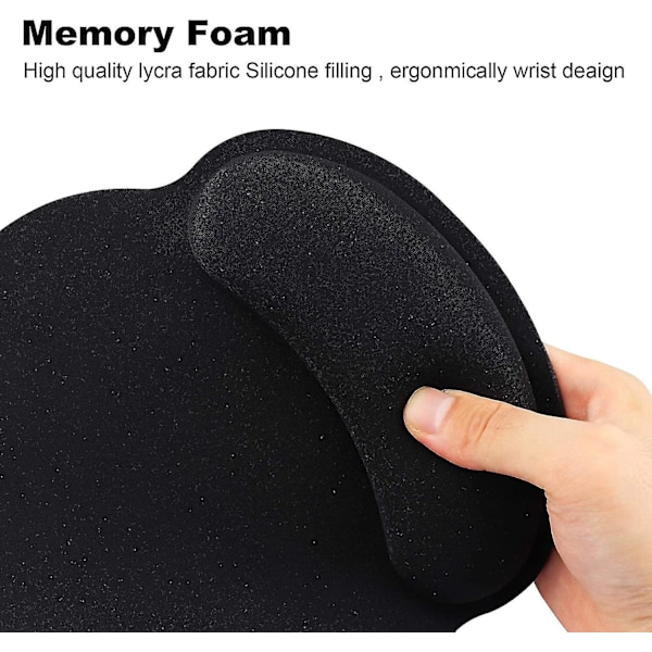 Musmatta med Minnesskumstöd, Ergonomiskt Handledsstöd för Bekväm Användning, Halkfri Gummibas & Slät Yta, Perfekt för Både Män och Kvinnor