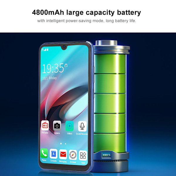 X29 6,3 tum HD-skärm 4+64G 4800mAh Dubbla SIM Dubbel Standby Graduerad Blå Smartphone 100-240VEU