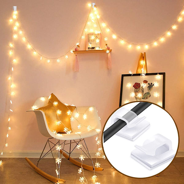 60 stk kabelholder liten hvit firkant (vanlig limteip)